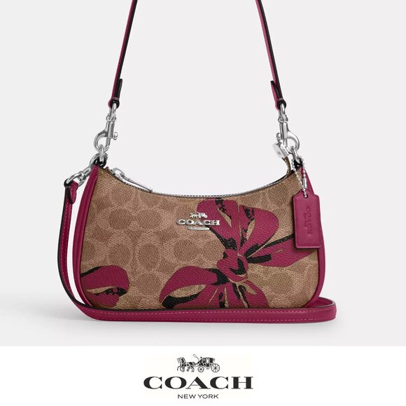 🎁 Coach Teri Mini Crossbody Bag In Signature Canvas With Bow Print